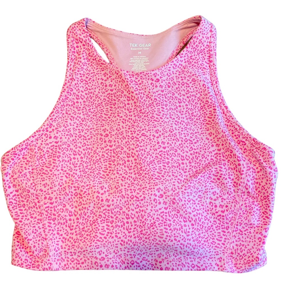 Tek Gear Barbie Pink Leopard Longline Sports Bra Tank • Size M